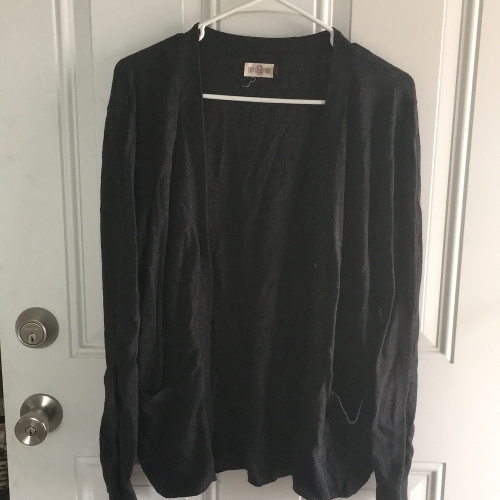 Dark Gray Cardigan w/ Racerstripe